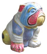 Bulldog in cement. Size H23, L21, W18 cm. Price Exwork 91.000 IDR. Price FOB 7,20 usd excl packing. Order code CP062.