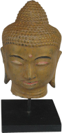 Buddha Head on stand in wood. Size H26, L14, W14 cm. Price Exwork 54.000 IDR. Price FOB 4,20 usd excl packing. Order code CP018.