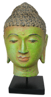 Buddha Head on stand in wood. Size H26, L14, W14 cm. Price Exwork 56.400 IDR. Price FOB 4,40 usd excl packing. Order code CP015.