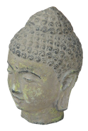 Buddha Head in cement. Size H22 cm. Price Exwork 50.400 IDR. Price FOB 3,85 usd excl packing. Order code CP031.