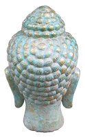 Green Buddha head in cement. Size H36cm. Price Exwork 145.000 IDR. Price FOB 12,00 usd incl packing wooden crate. Order code CP034. Back
