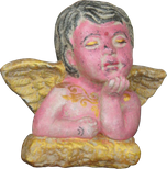 Pink Angel in cement. Size H15, W 18 cm. Price Exwork 42.000 IDR. Price FOB 3,15 usd excl packing. Order code CP044.