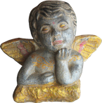 LightBlue Angel in cement. Size H15, W 18 cm. Price Exwork 42.000 IDR. Price FOB 3,15 usd excl packing. Order code CP046.