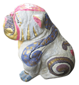 Bulldog in cement. Size H40, L45, W30 cm. Price Exwork 288.000 IDR. Price FOB 23,80 usd incl packing wooden crate. Order code ZCA003.