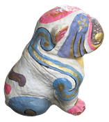 Bulldog in cement. Size H40, L45, W30 cm. Price Exwork 288.000 IDR. Price FOB 23,80 usd incl packing wooden crate. Order code ZCA003.