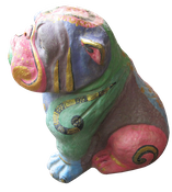 Bulldog in cement. Size H40, L45, W30 cm. Price Exwork 288.000 IDR. Price FOB 23,80 usd incl packing wooden crate. Order code ZCA004.