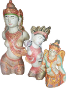 Dewi Tara in cement - Size H45 cm. Price Exwork 108.000 IDR. Price FOB 8,80 usd excl packing, art. code: CP070 (to the left). Dewi Tara in cement - Size H30 cm. Price Exwork 84.000 IDR. Price FOB 6,35 usd excl packing, art. code: CP071(in the middle). Dewi Sri in cement - Size H24 cm. Price Exwork 56.400 IDR. Price FOB 4,20 usd excl packing. Art. code: CP072.