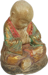 Praying Monk in cement, Size H10, L8, W7 cm. Price Exwork 26.000 IDR. Price FOB 1,90 usd excl packing, art. code: CP115.