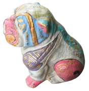 Bulldog in cement. Size H40, L45, W30 cm. Price Exwork 288.000 IDR. Price FOB 23,80 usd incl packing wooden crate. Order code CP120.