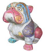Bulldog in cement. Size H40, L45, W30 cm. Price Exwork 288.000 IDR. Price FOB 23,80 usd incl packing wooden crate. Order code CP120.