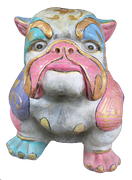 Bulldog in cement. Size H40, L45, W30 cm. Price Exwork 288.000 IDR. Price FOB 23,80 usd incl packing wooden crate. Order code CP121.