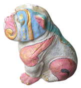 Bulldog in cement. Size H40, L45, W30 cm. Price Exwork 288.000 IDR. Price FOB 23,80 usd incl packing wooden crate. Order code CP121.