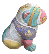 Bulldog in cement. Size H40, L45, W30 cm. Price Exwork 288.000 IDR. Price FOB 23,80 usd incl packing wooden crate. Order code CP121.