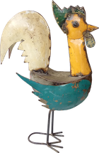 Recycle metal chicken 5. Art. code: ZRM011. Size H48, L27, W23 cm. Price FOB 17,50 usd.