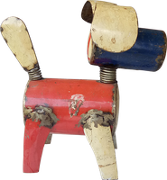 Recycle metal dog 1. Art. code: ZRM001. Size H23, L33, W23 cm. Price FOB 14,25 usd.