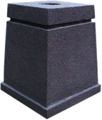 Stone stand for flag. Made in black lavastone. Ordercode: StandFlag2. Size H30W25L25cm. Price FOB 21,15 usd incl packing wooden crate and coated stone. Price Exwork 272.500 IDR.  Art. code: Standflag2N is stand without coating 20,65 usd. Price Exwork 265.000 IDR.