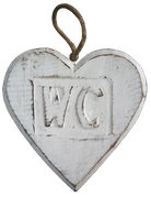 Wooden Heart “WC” 1607. Size H14cm, L14cm, W1,5cm. 