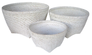 Bamboo basket laundry. Art. Code WW002. Size baskets: 35x35x21, 45.5x45.5x28, 51x51x32cm. Set of 3 pcs. 