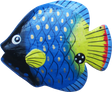 Art. code ZM002. Magnet animal wood fish blue. Size L 7 cm H 6 cm. Price FOB 0,25 usd.